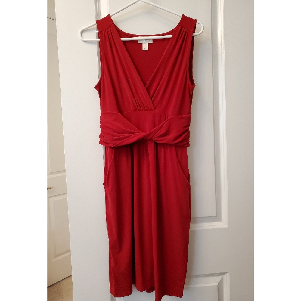 Ann Taylor Loft classy red work dress WITH POCKETS